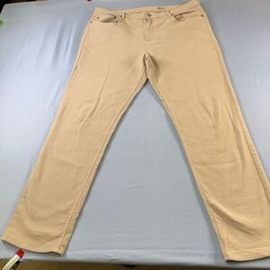 Faherty Brand Mens 38x32 5-Pocket Twill Pants Tan Khaki Straight Leg Casual